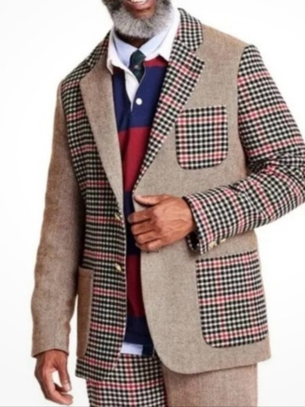 Rowing Blazers Tan and Multicolor Plaid Sport Jacket Suit XXL Wool Blend